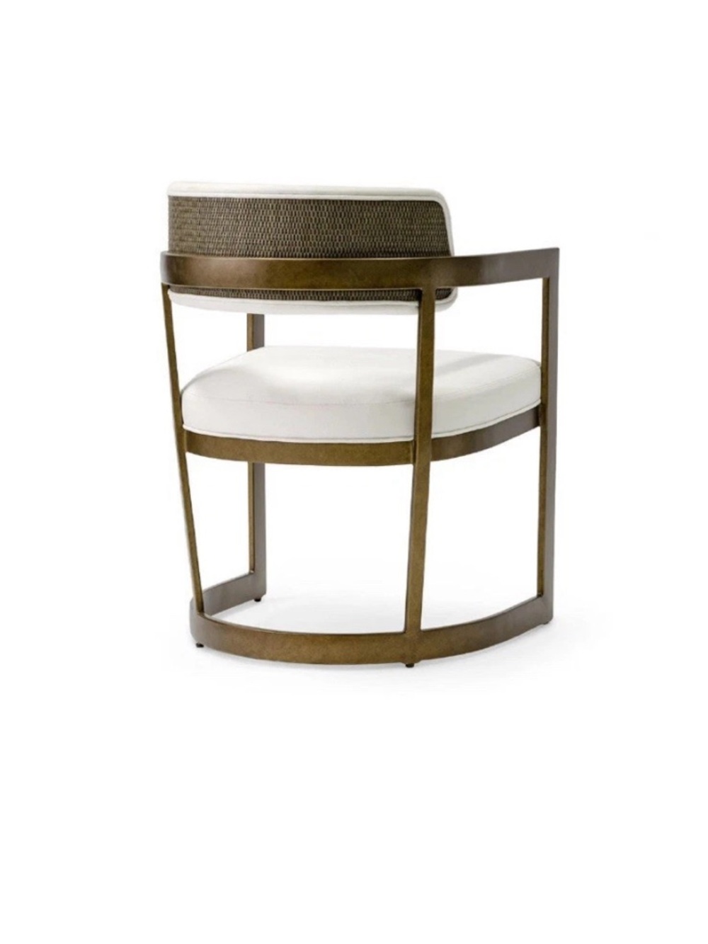 Palecek White Upholstered Dining Chair with Bronze Metal Frame